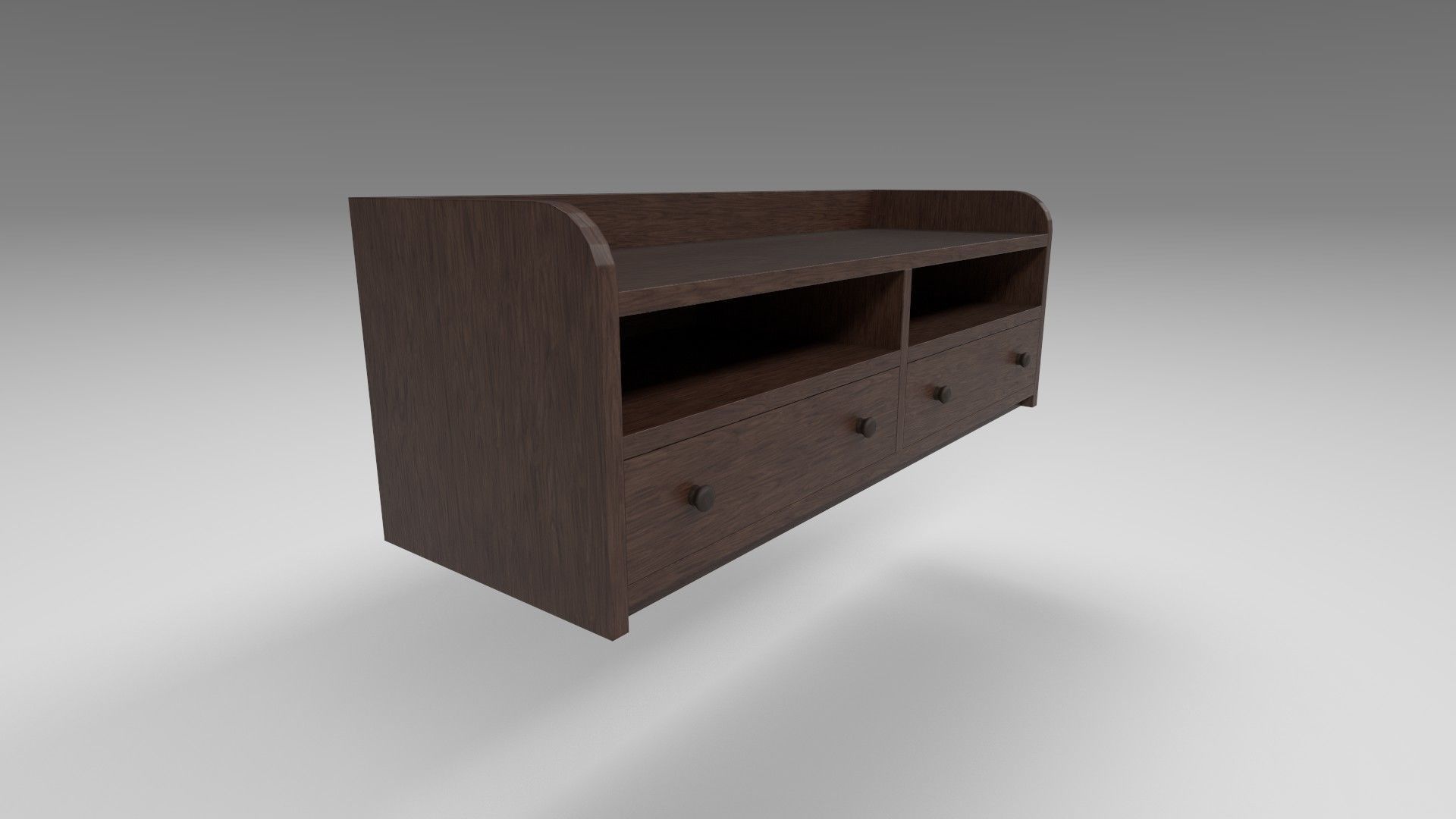 Modern wooden comode dark brown Low-poly 3D model_2