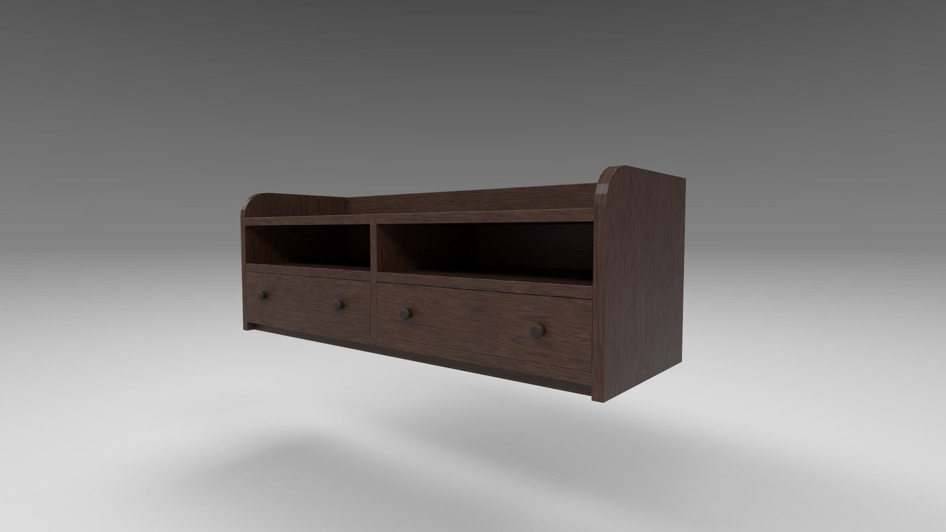 Modern wooden comode dark brown Low-poly 3D model_5