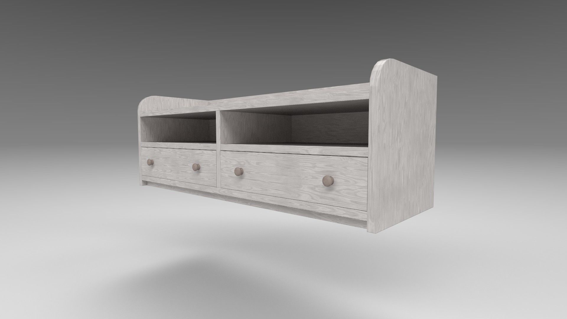 Modern wooden comode light Low-poly 3D model_5