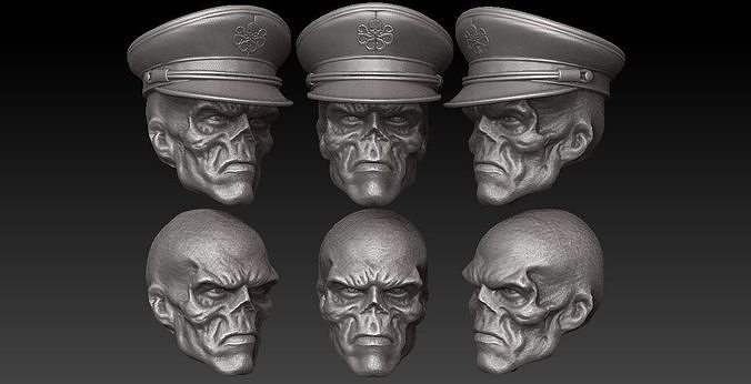 ONE12 SCALE HEAD -  RED SKULL WITH REMOVABLE HAT- MCU VER 3D print model