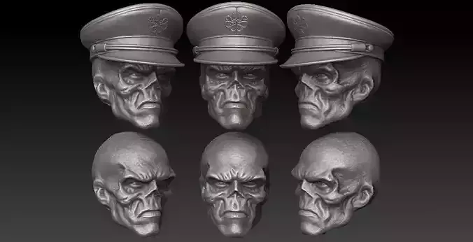 ONE12 SCALE HEAD -  RED SKULL WITH REMOVABLE HAT- MCU VER 3D print model