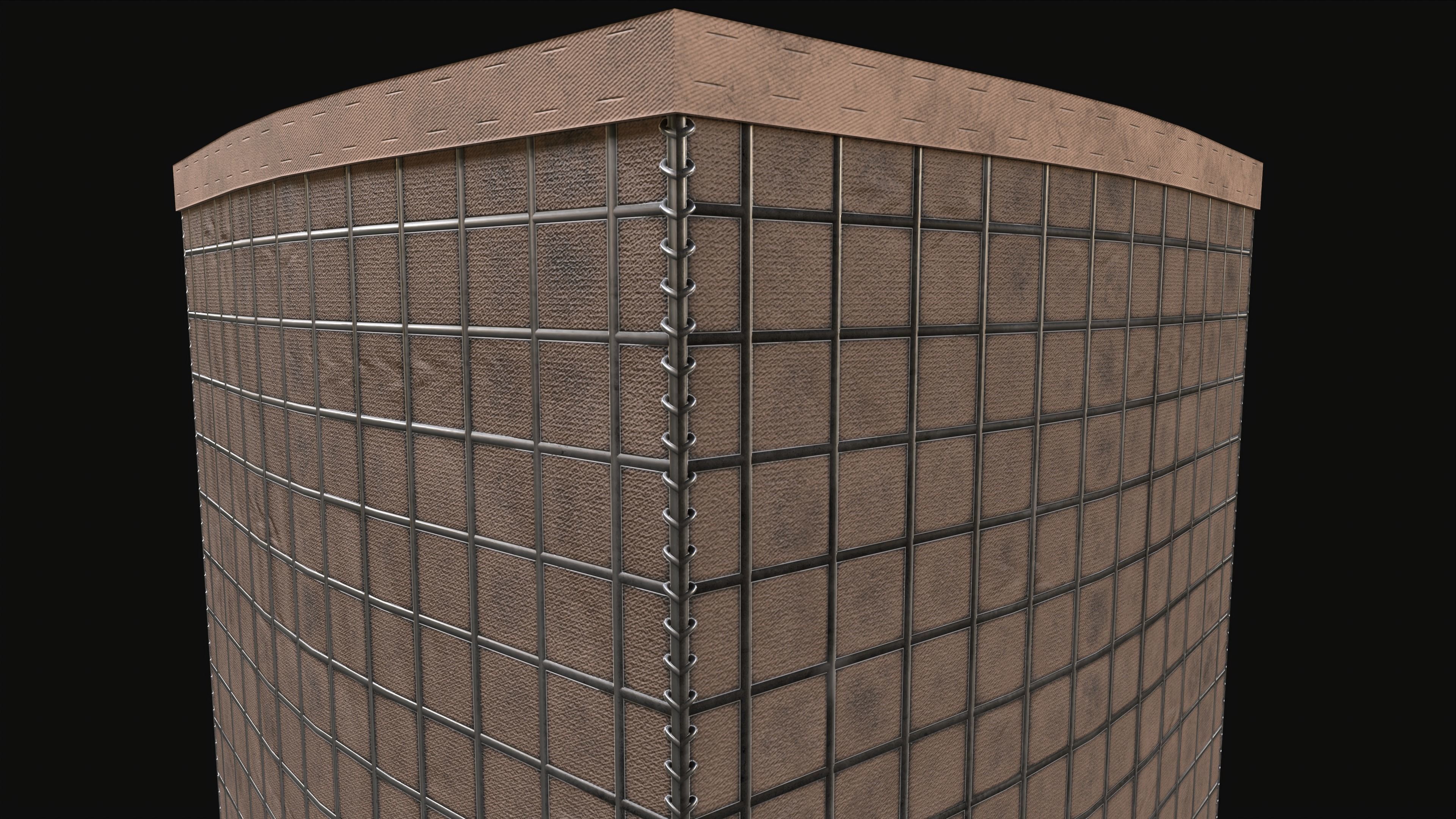 Military Hesco Barrier PBR Low Poly Game Ready Low-poly 3D model_4