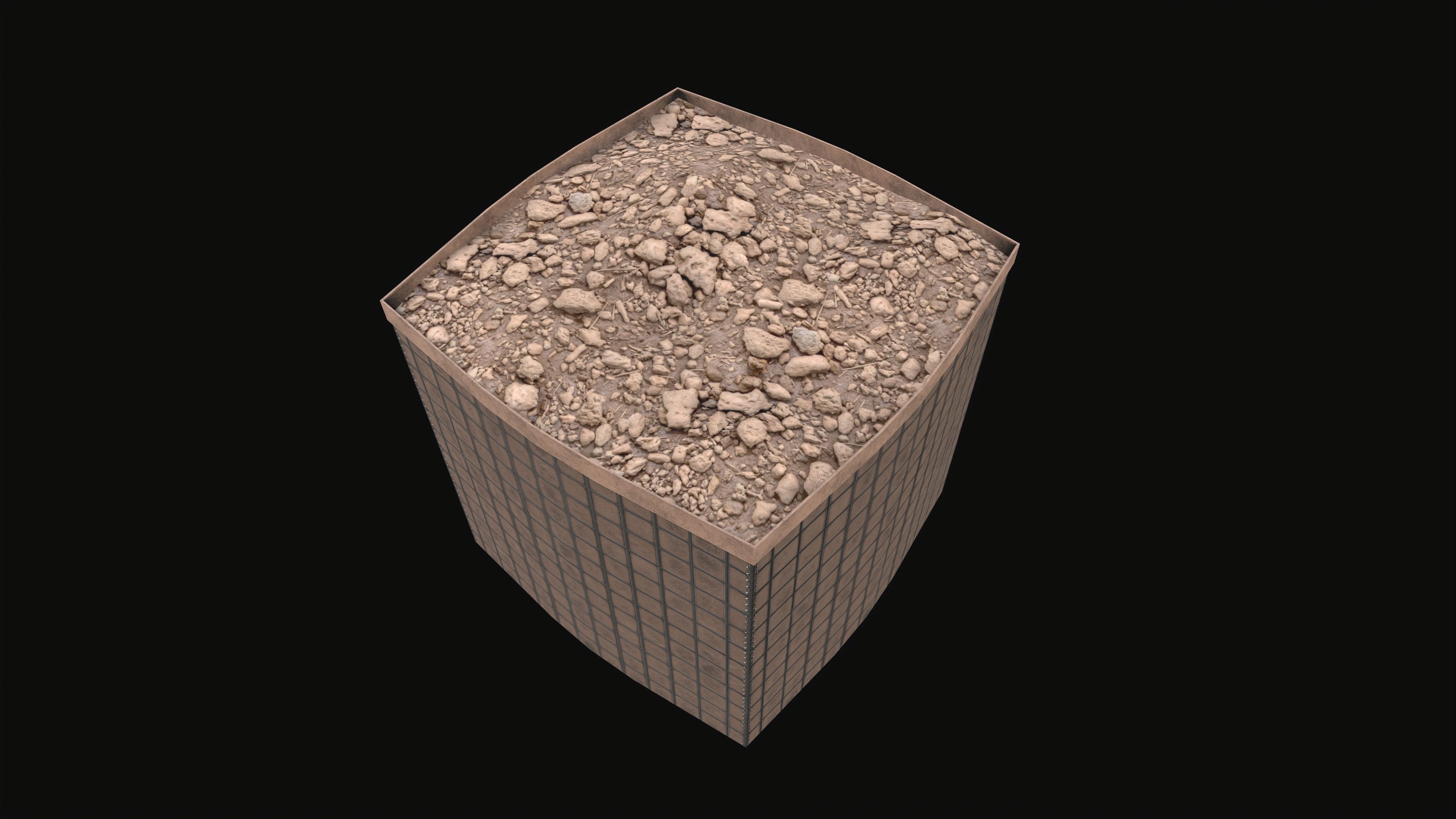 Military Hesco Barrier PBR Low Poly Game Ready Low-poly 3D model_2