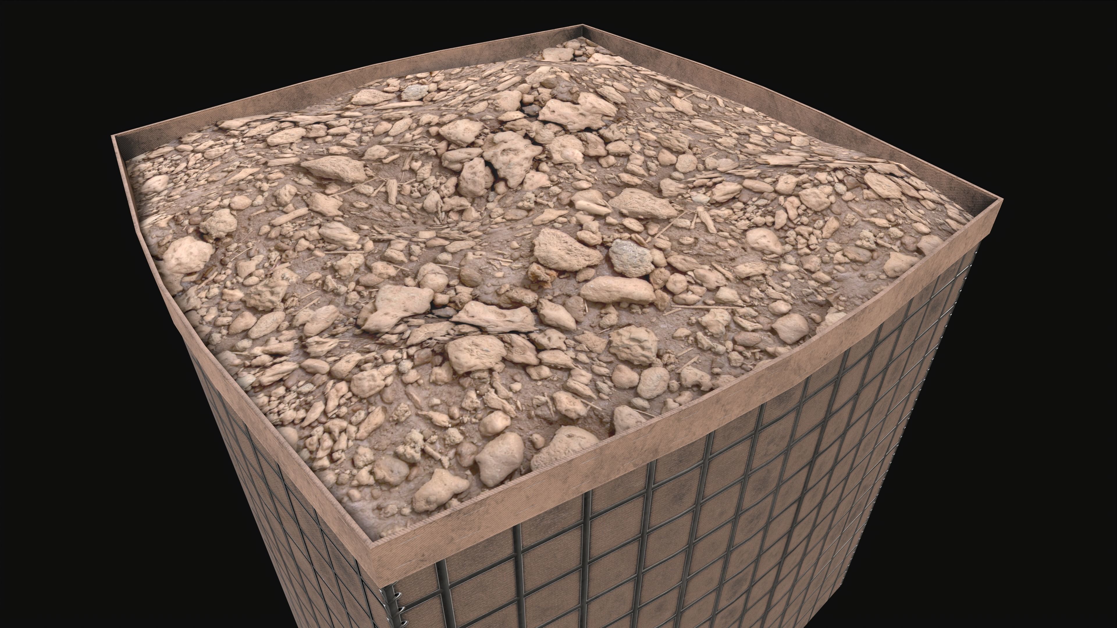 Military Hesco Barrier PBR Low Poly Game Ready Low-poly 3D model_5