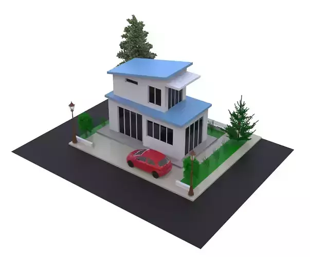 Detached house country house 3D modeling source