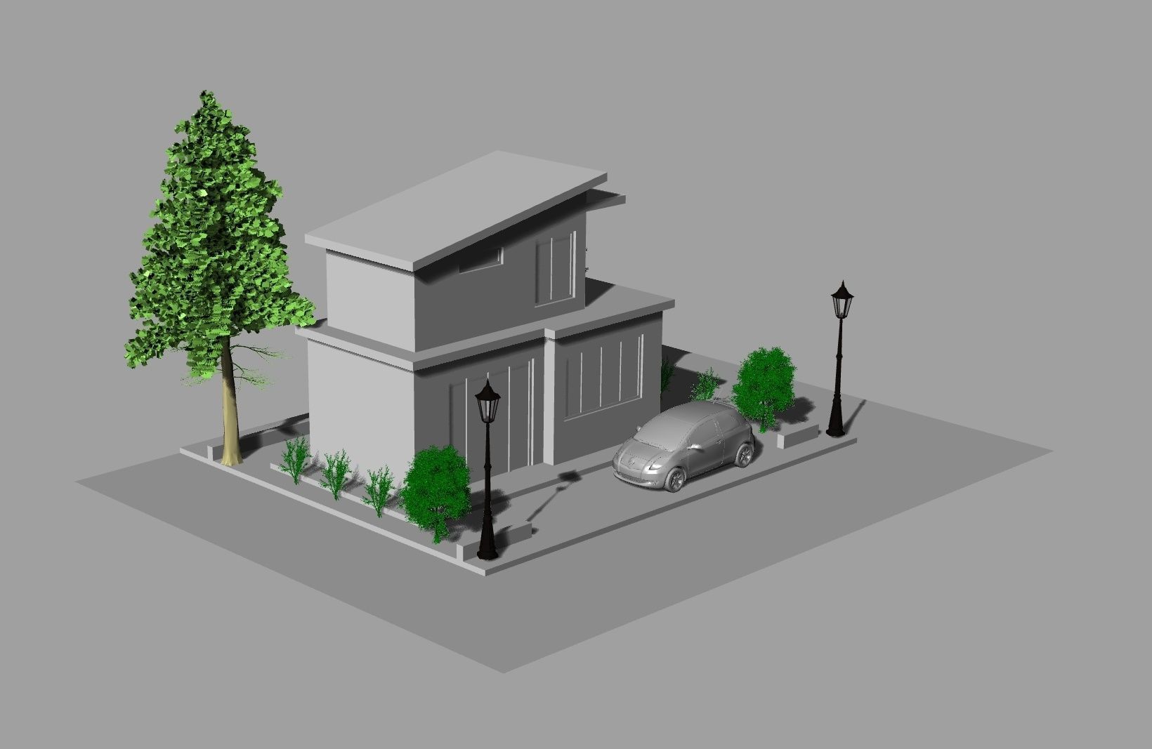 Detached house country house 3D modeling source 3D print model_1