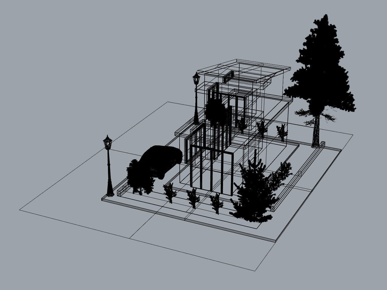 Detached house country house 3D modeling source 3D print model_10