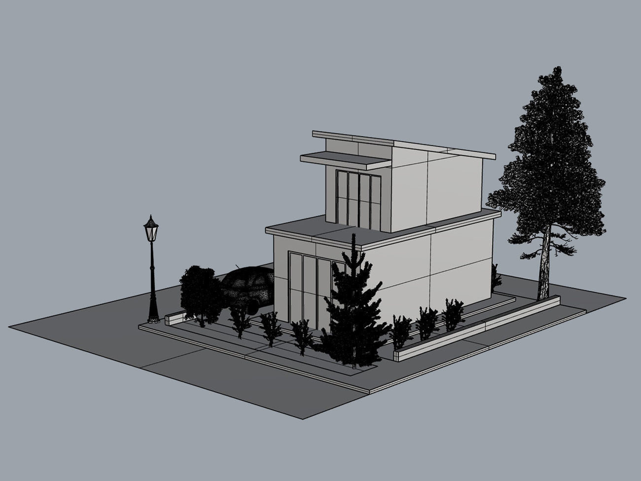 Detached house country house 3D modeling source 3D print model_11