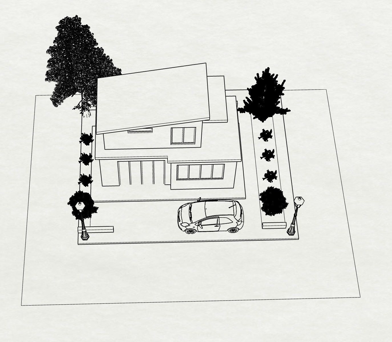 Detached house country house 3D modeling source 3D print model_5