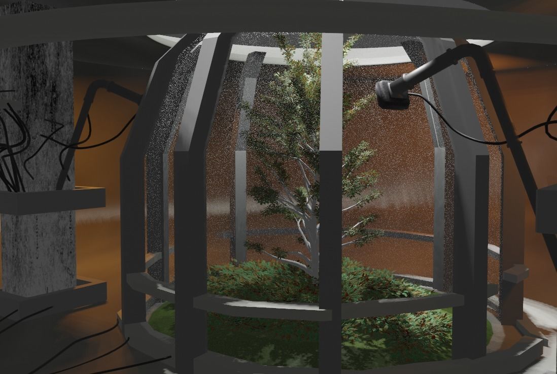 Scifi space dome with tree cyberpunk laboratory 3D model_9