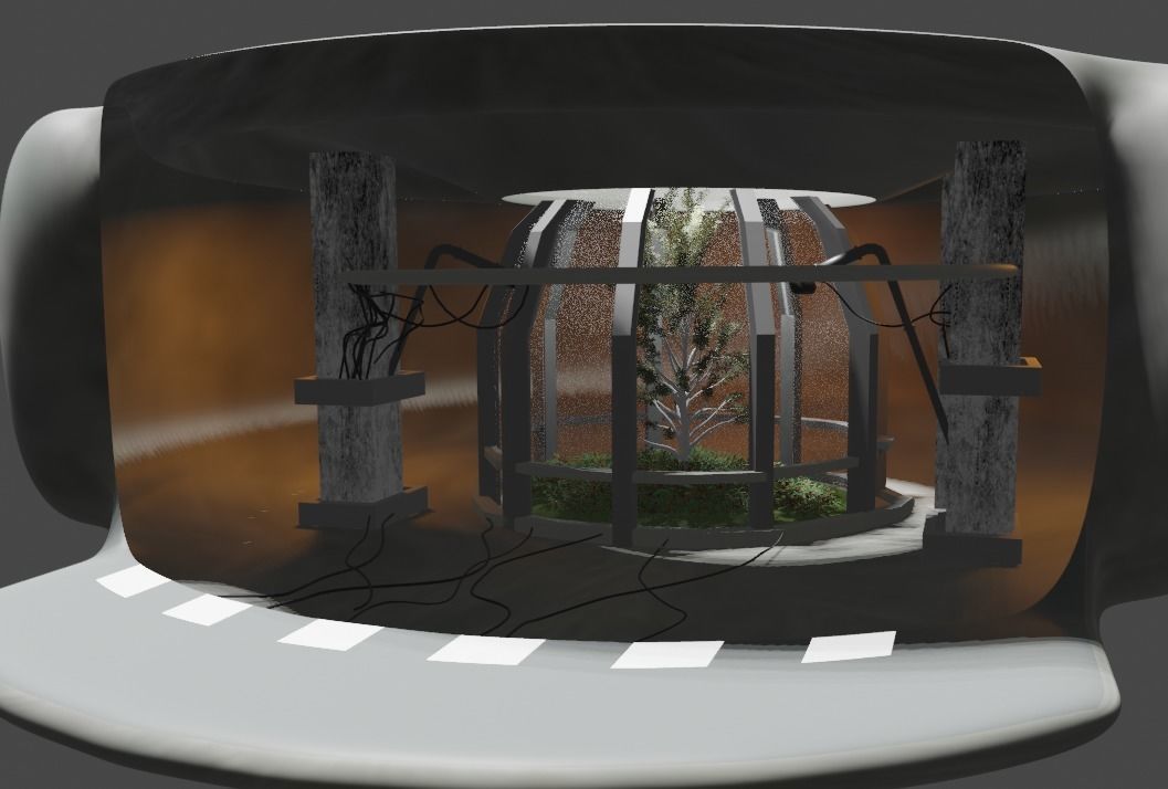 Scifi space dome with tree cyberpunk laboratory 3D model_11