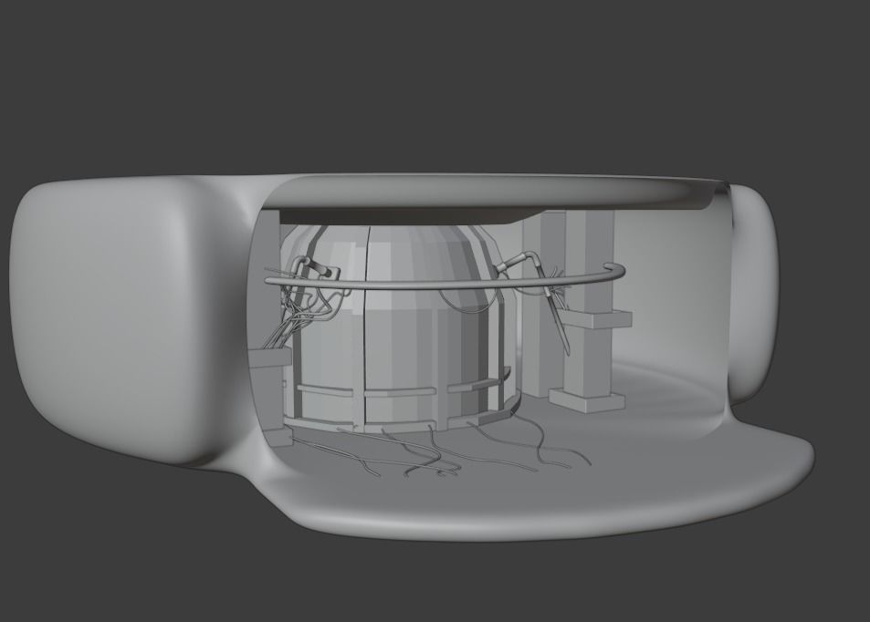 Scifi space dome with tree cyberpunk laboratory 3D model_8