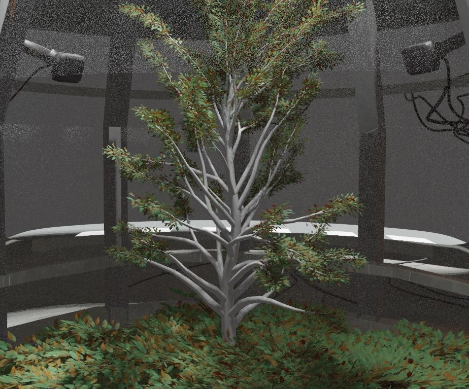 Scifi space dome with tree cyberpunk laboratory 3D model_6