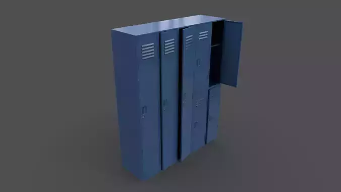 PBR School Gym Locker 07 - Blue Dark Low-poly 3D model