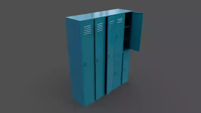 PBR School Gym Locker 07 - Blue Sea Low-poly 3D model