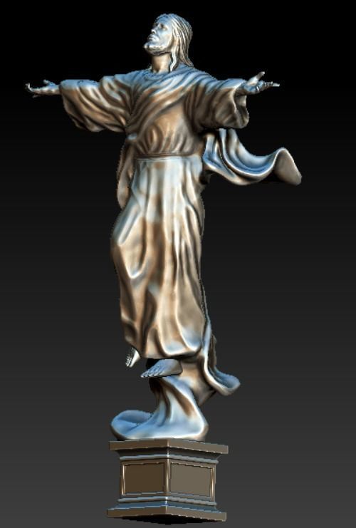 Jesus go to heaven statue 3D model_2