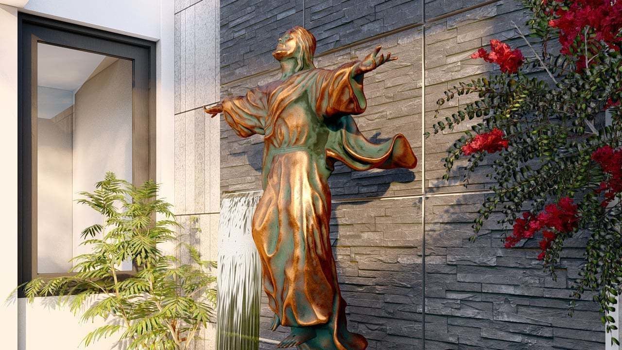 Jesus go to heaven statue 3D model_6