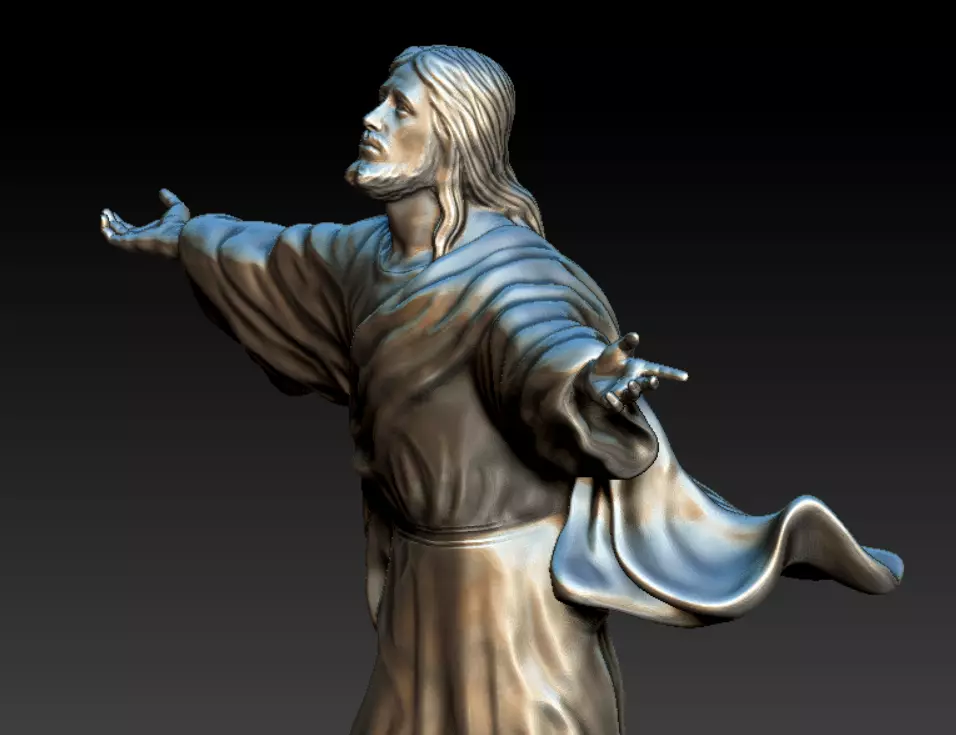 Jesus go to heaven statue 3D model_0