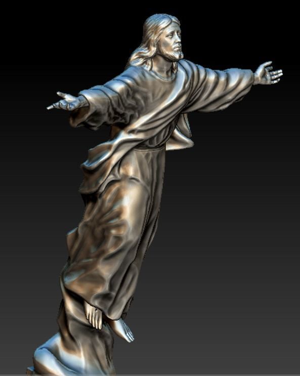 Jesus go to heaven statue 3D model_3