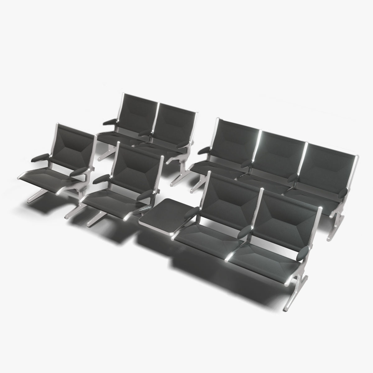 Airport Seatings Chairs - 004 3D model_8