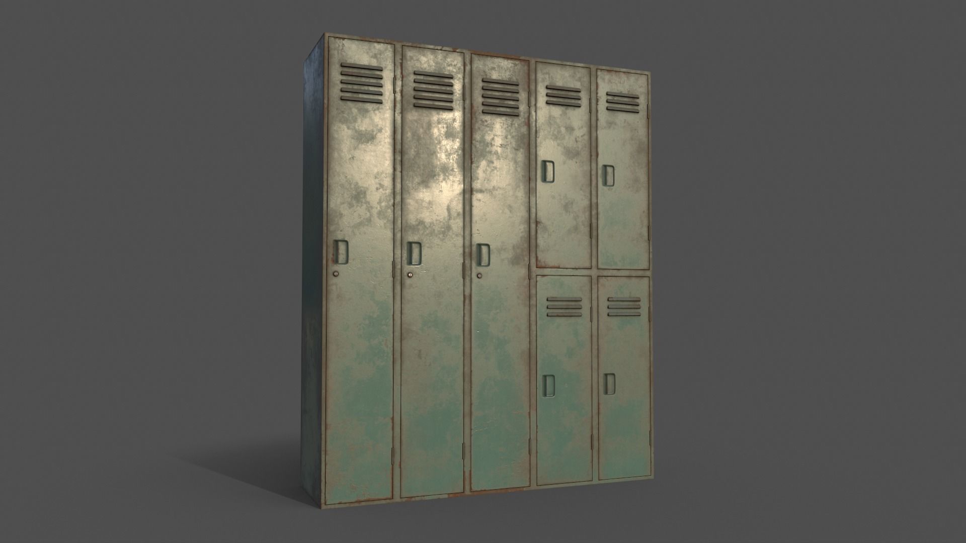 PBR School Gym Locker 07 - Green Light Low-poly 3D model_12
