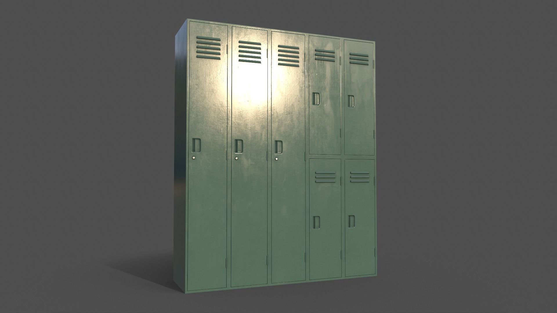 PBR School Gym Locker 07 - Green Light Low-poly 3D model_11