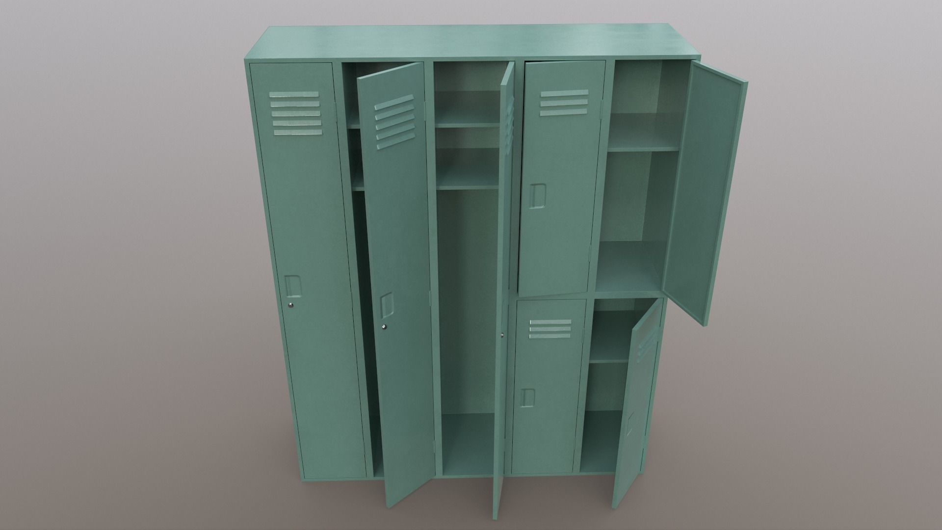 PBR School Gym Locker 07 - Green Light Low-poly 3D model_4