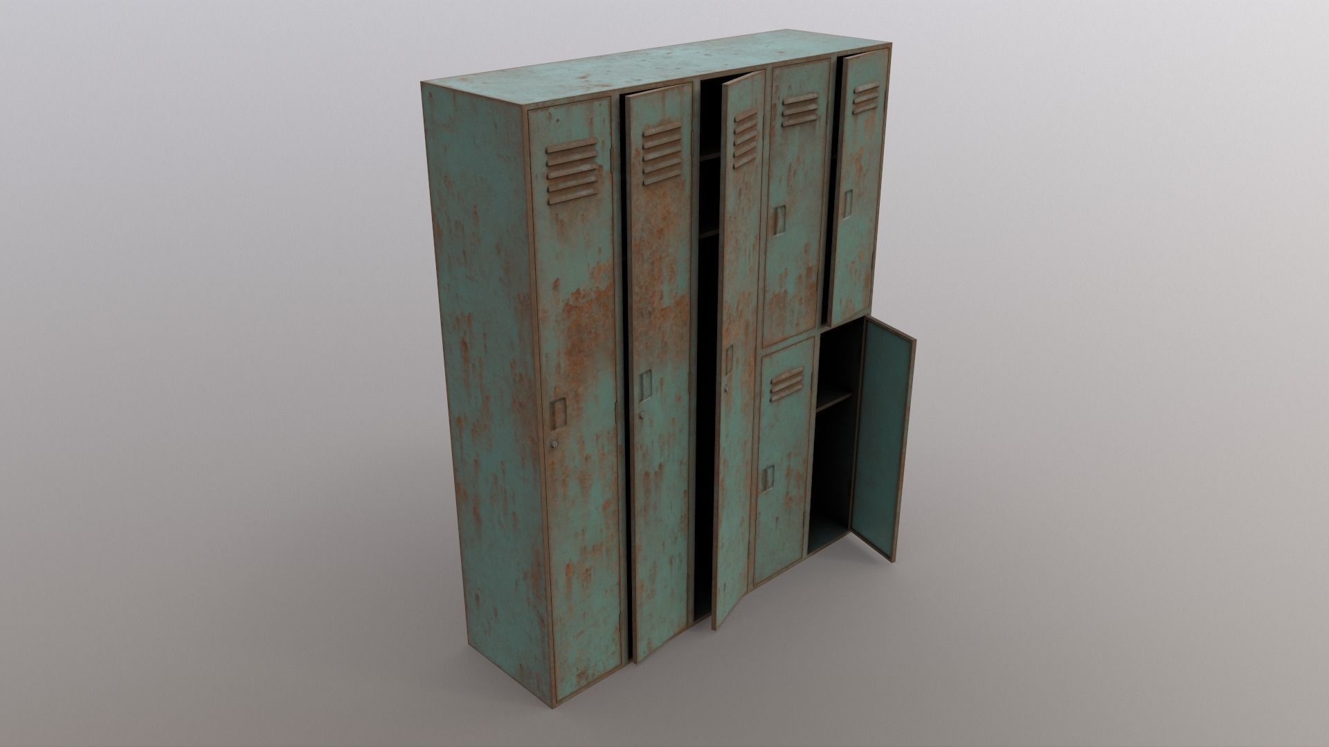 PBR School Gym Locker 07 - Green Light Low-poly 3D model_10
