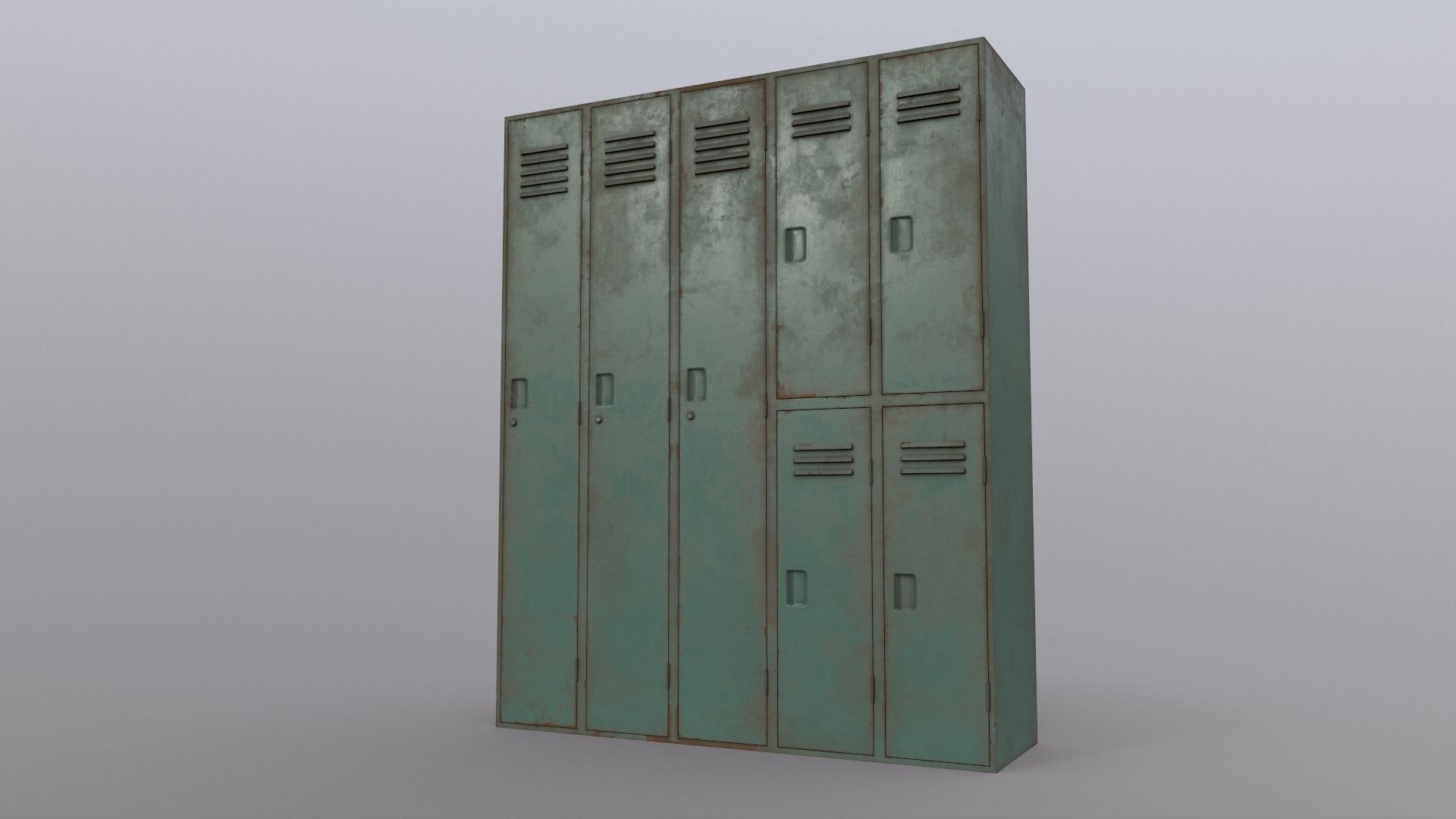 PBR School Gym Locker 07 - Green Light Low-poly 3D model_15