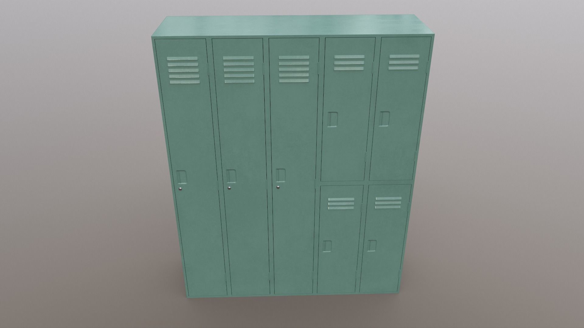 PBR School Gym Locker 07 - Green Light Low-poly 3D model_2