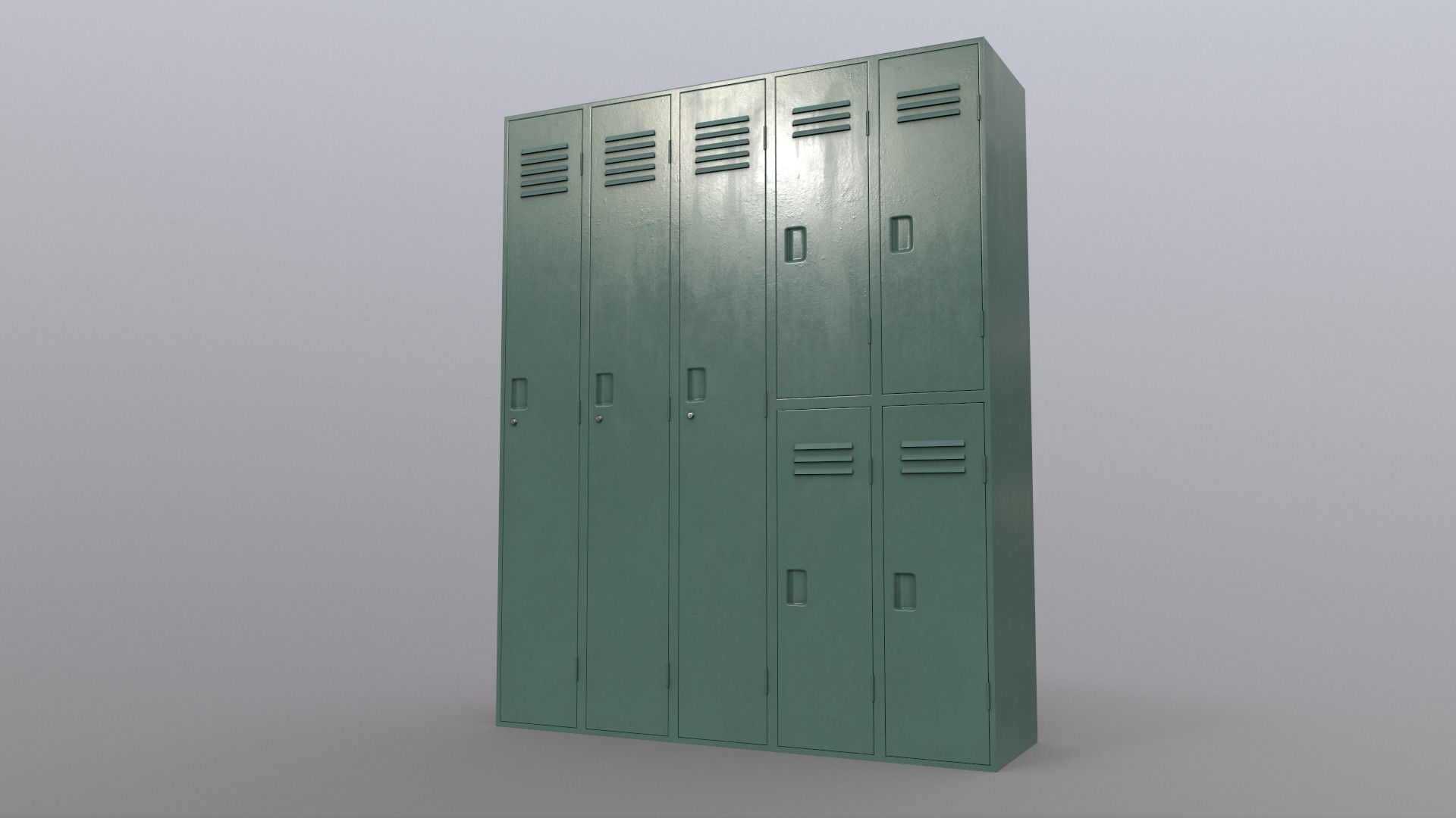 PBR School Gym Locker 07 - Green Light Low-poly 3D model_14
