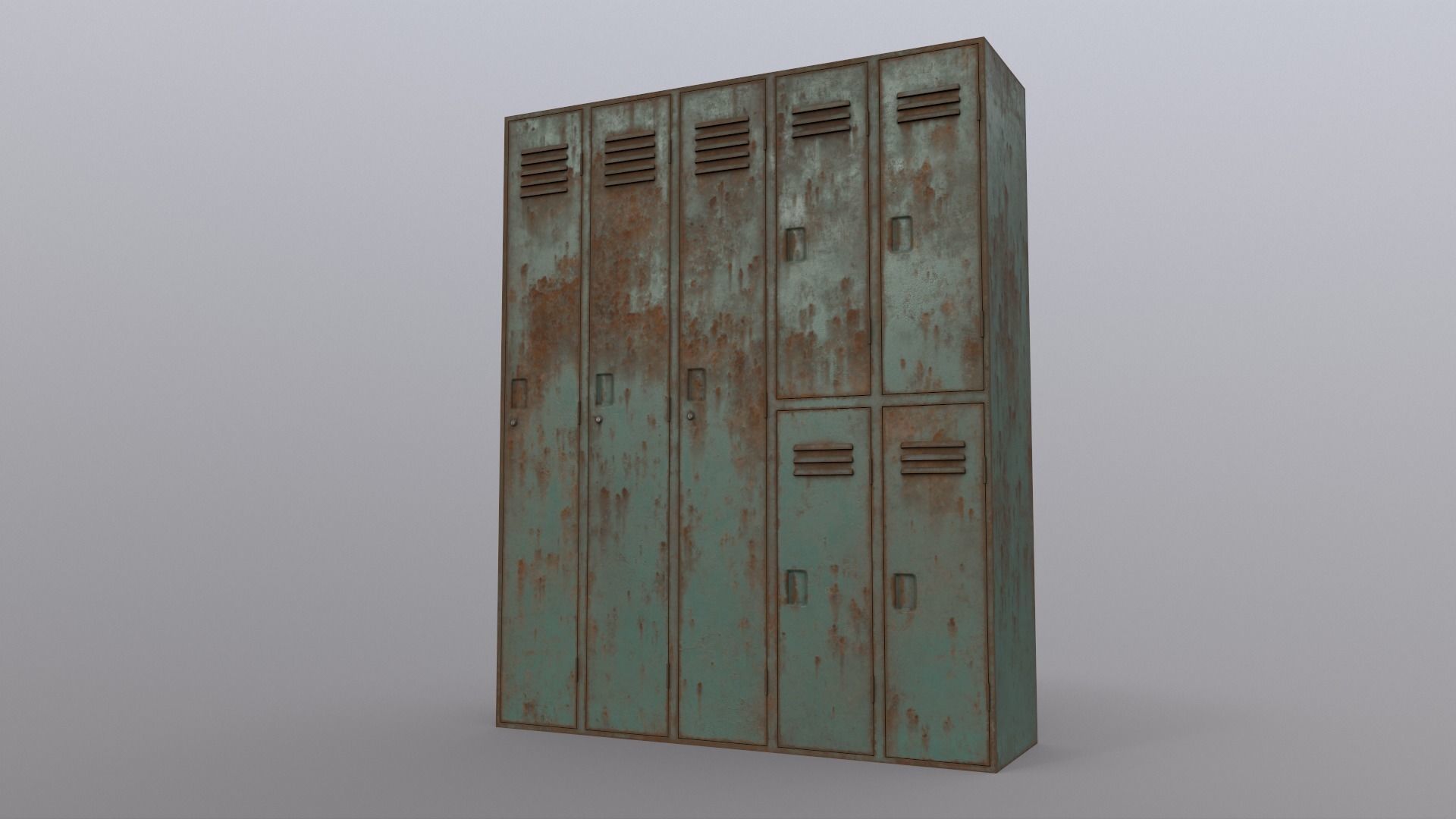 PBR School Gym Locker 07 - Green Light Low-poly 3D model_16