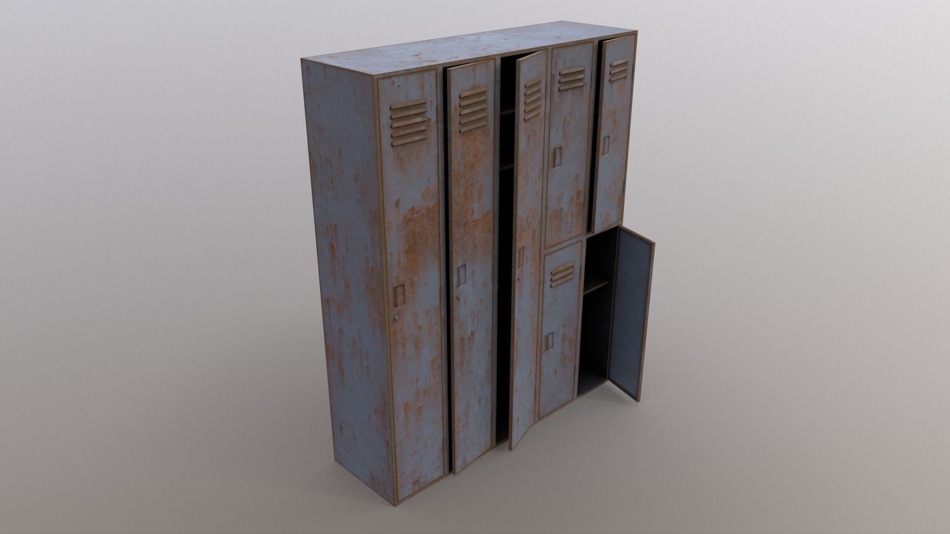PBR School Gym Locker 07 - Grey Low-poly 3D model_10