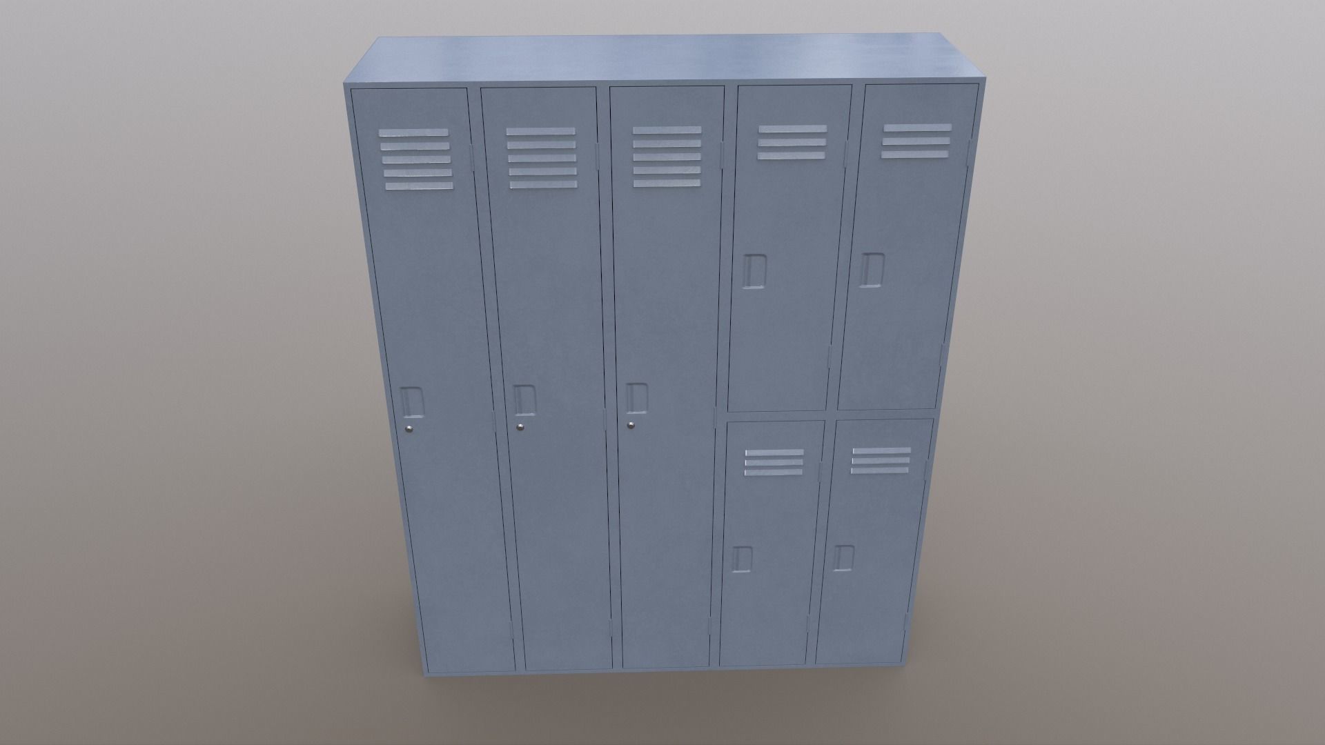 PBR School Gym Locker 07 - Grey Low-poly 3D model_2