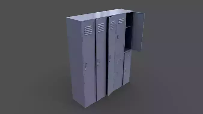 PBR School Gym Locker 07 - Grey Low-poly 3D model