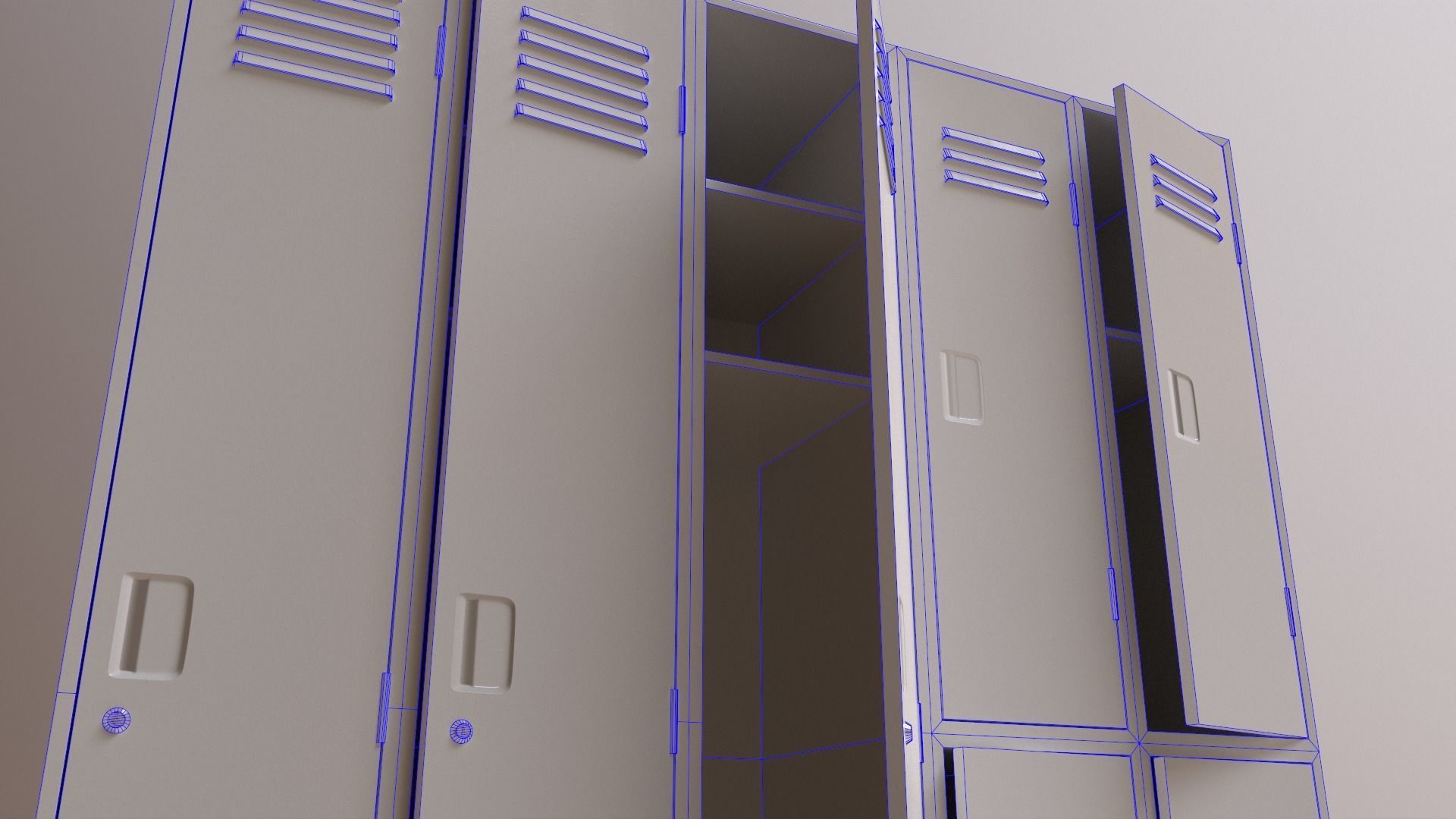 PBR School Gym Locker 07 - Grey Low-poly 3D model_26