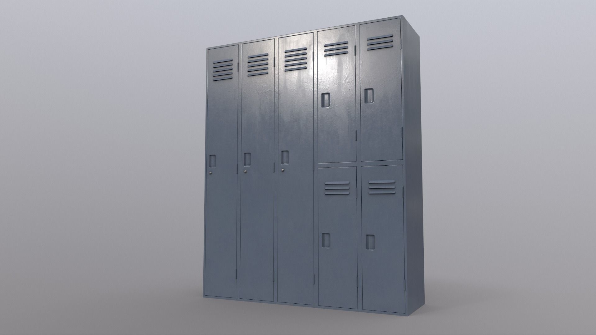 PBR School Gym Locker 07 - Grey Low-poly 3D model_14