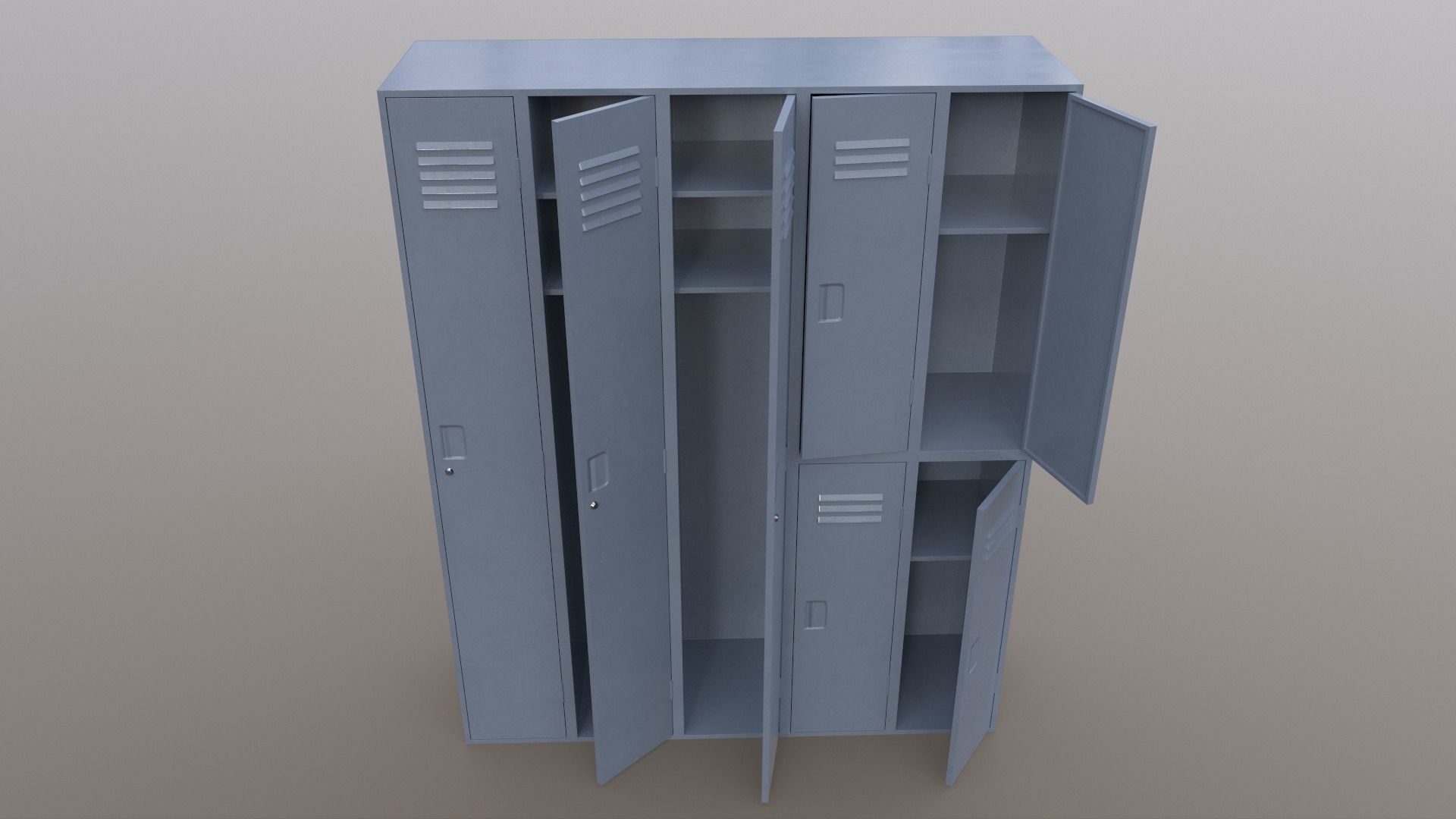 PBR School Gym Locker 07 - Grey Low-poly 3D model_4