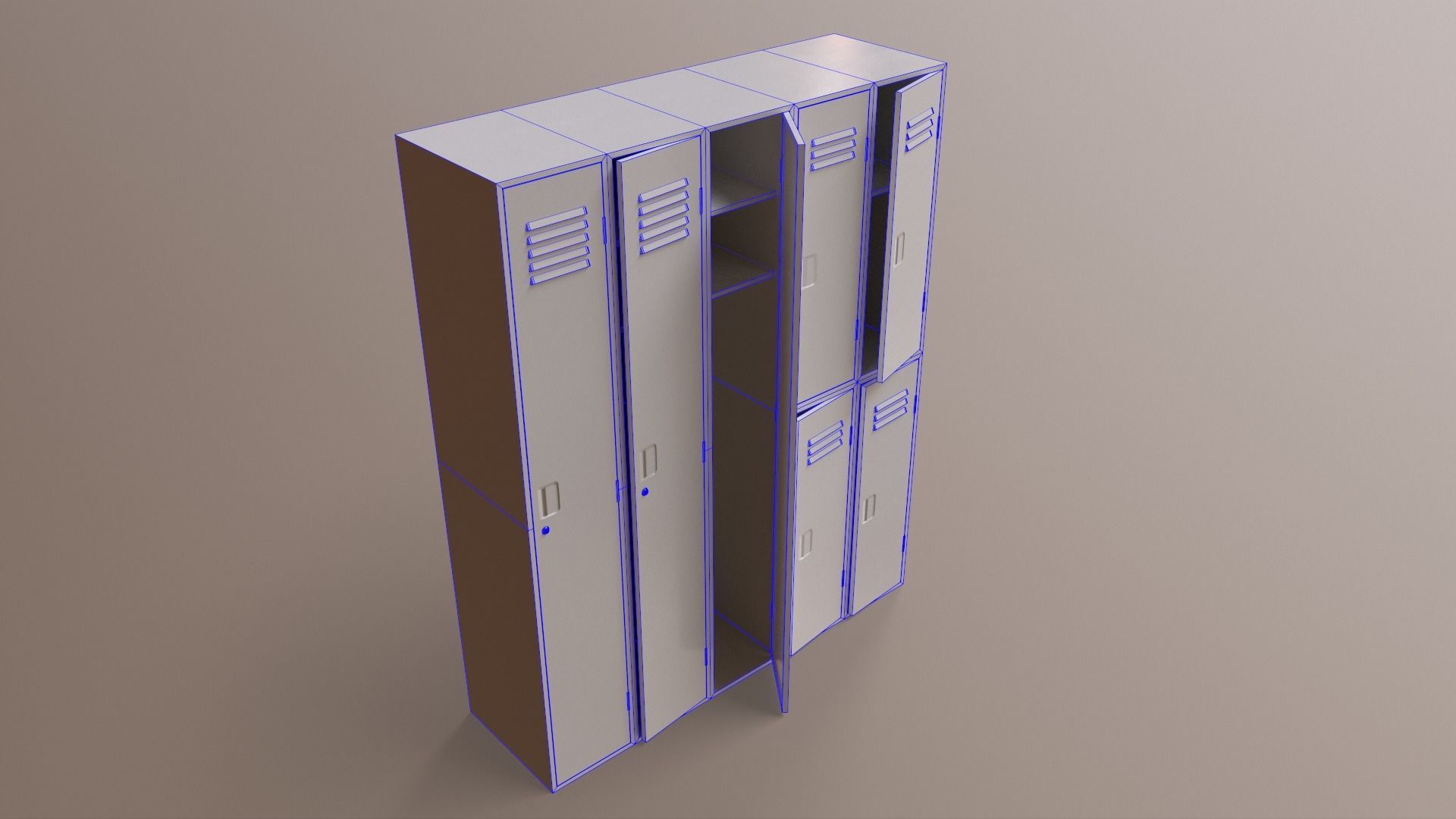 PBR School Gym Locker 07 - Grey Low-poly 3D model_27