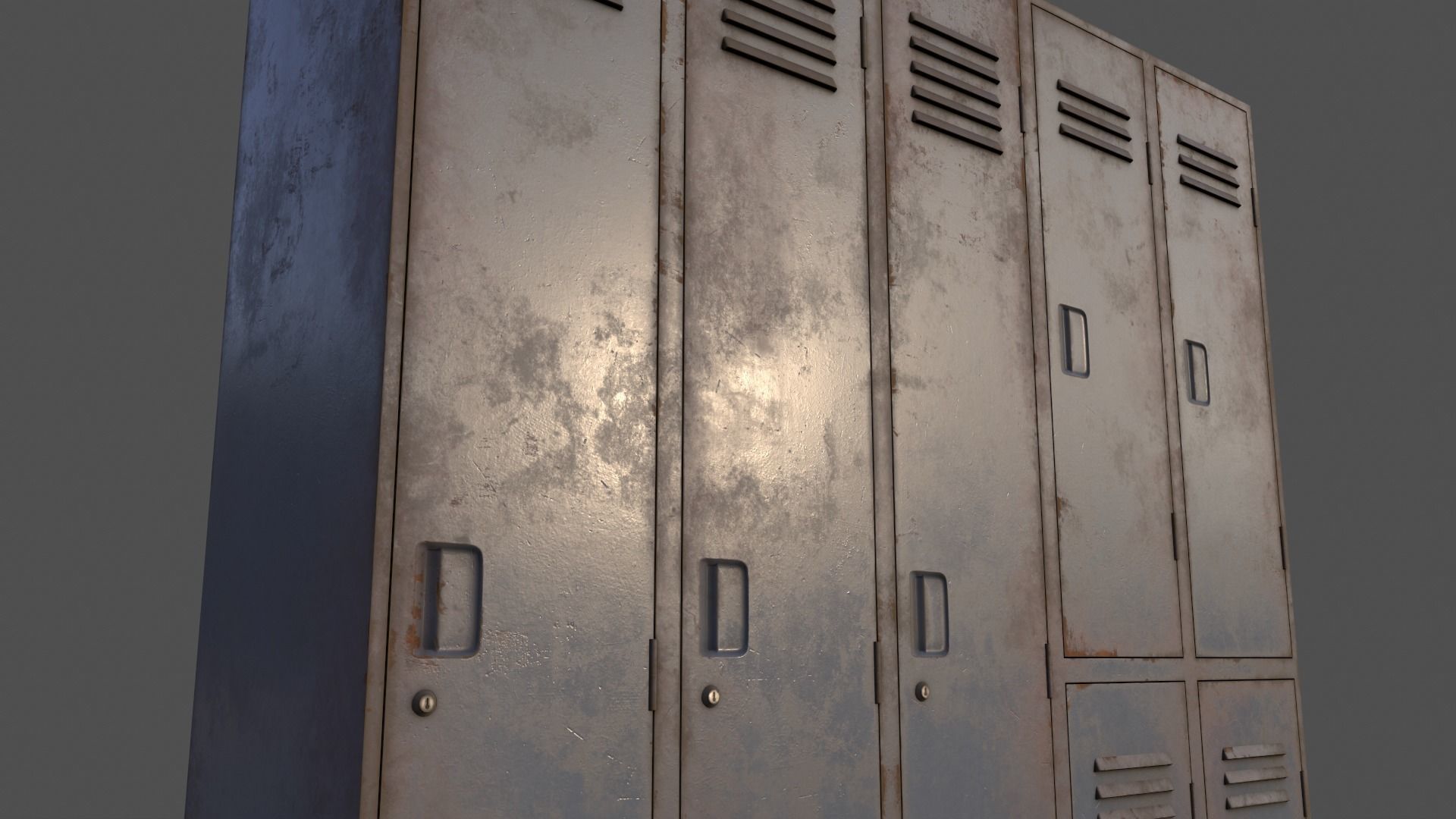 PBR School Gym Locker 07 - Grey Low-poly 3D model_18