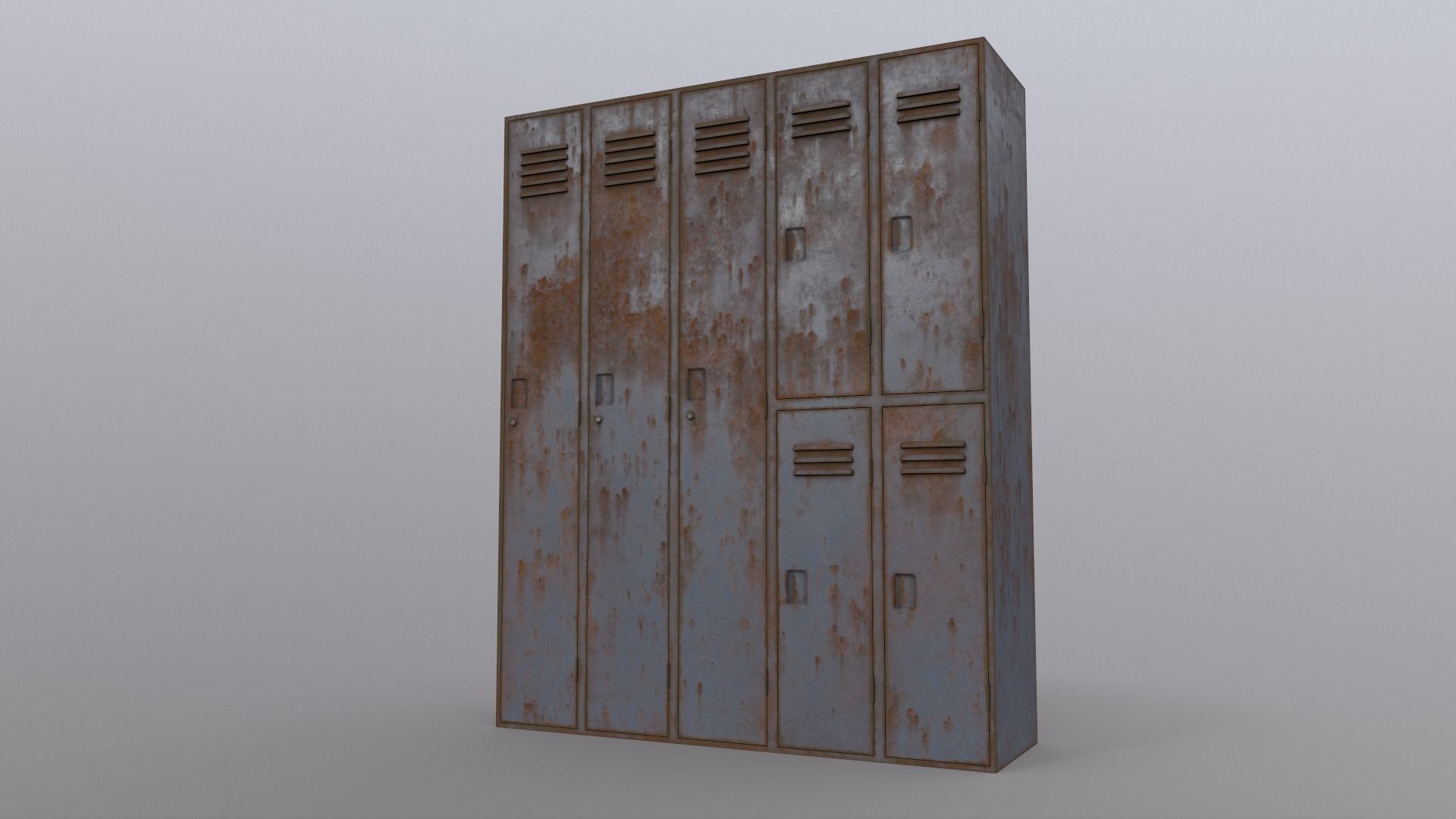PBR School Gym Locker 07 - Grey Low-poly 3D model_16