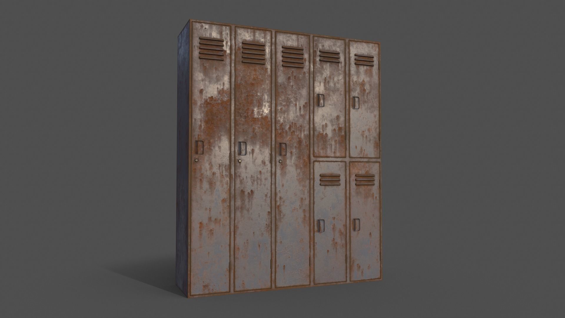 PBR School Gym Locker 07 - Grey Low-poly 3D model_13