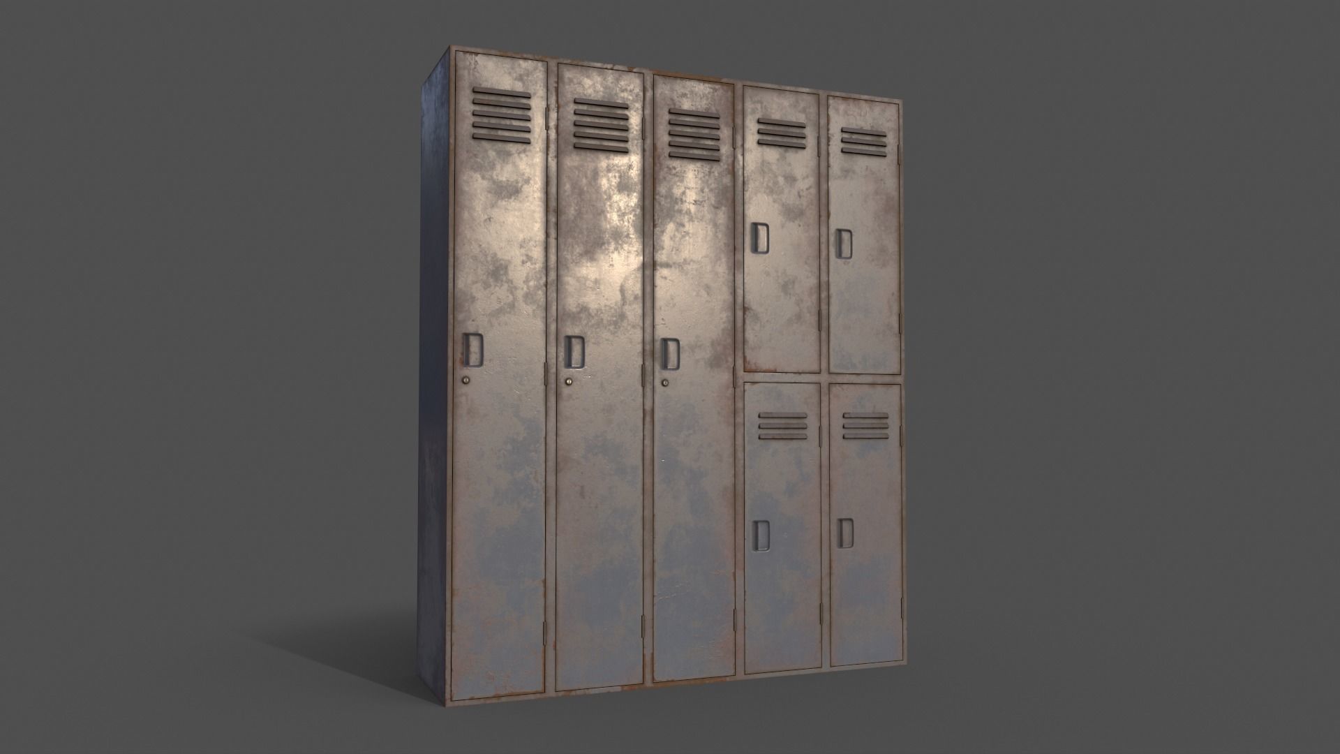 PBR School Gym Locker 07 - Grey Low-poly 3D model_12