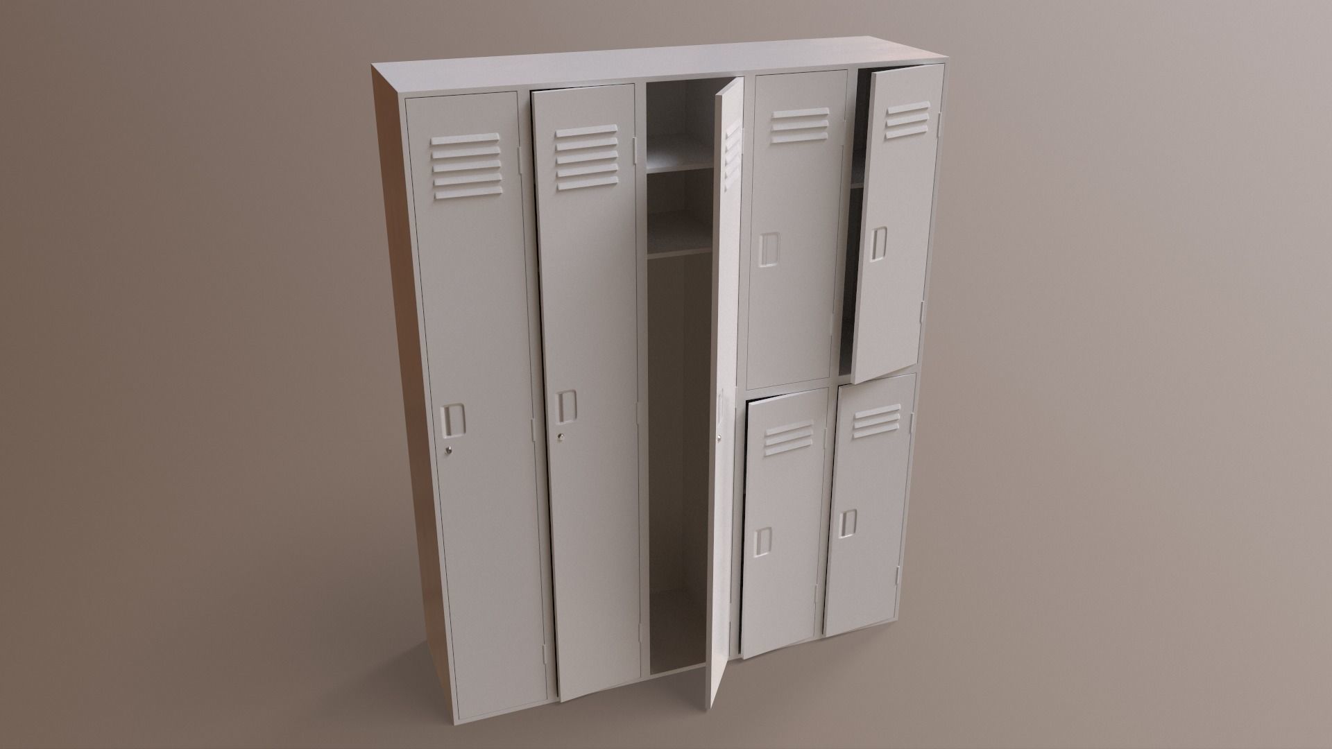 PBR School Gym Locker 07 - Grey Low-poly 3D model_21