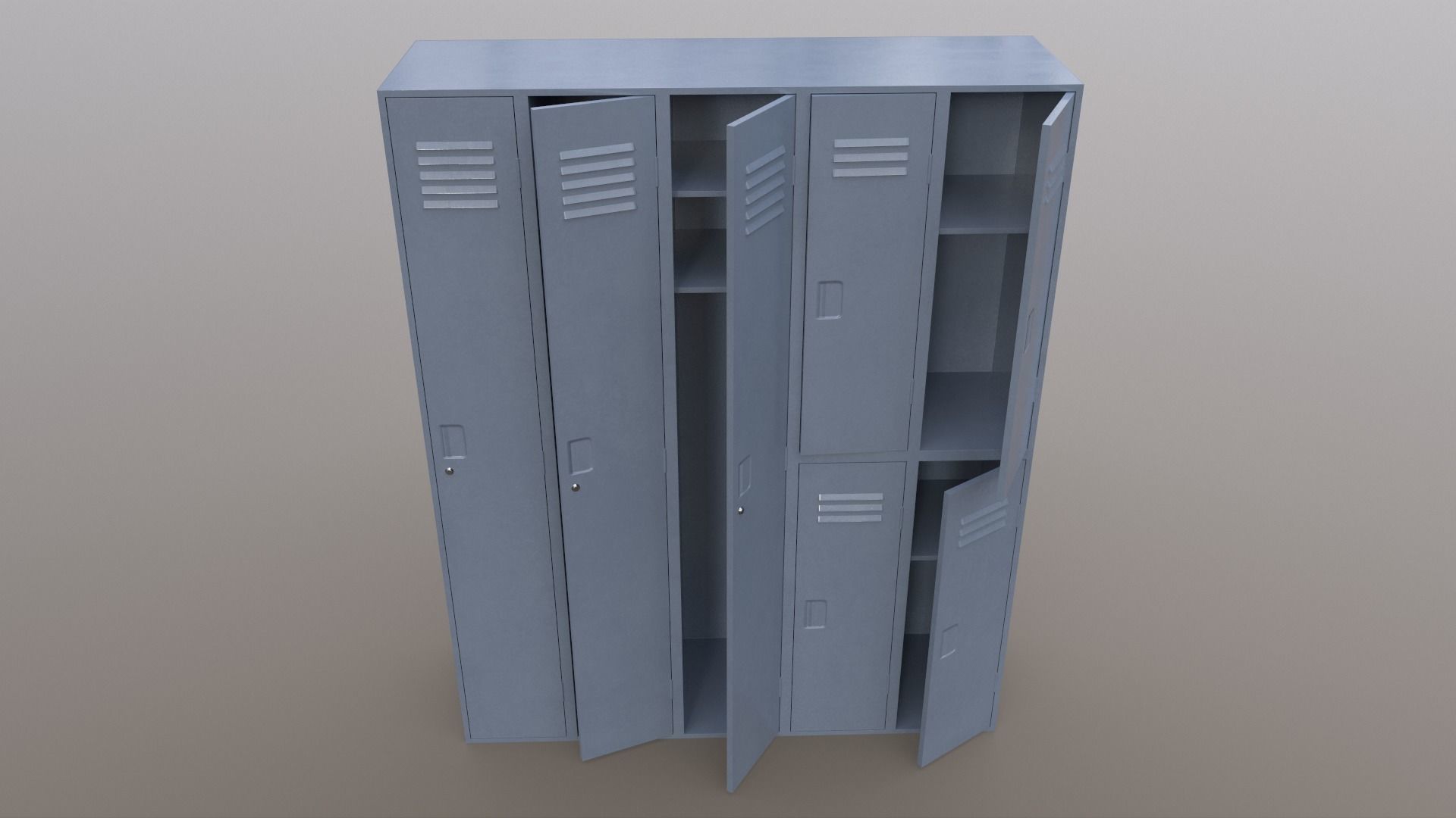PBR School Gym Locker 07 - Grey Low-poly 3D model_3