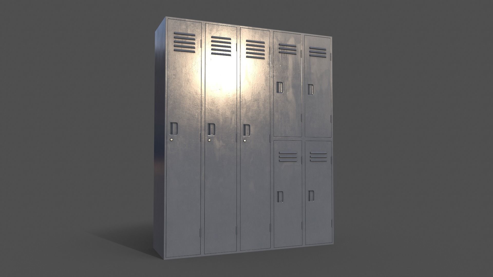 PBR School Gym Locker 07 - Grey Low-poly 3D model_11