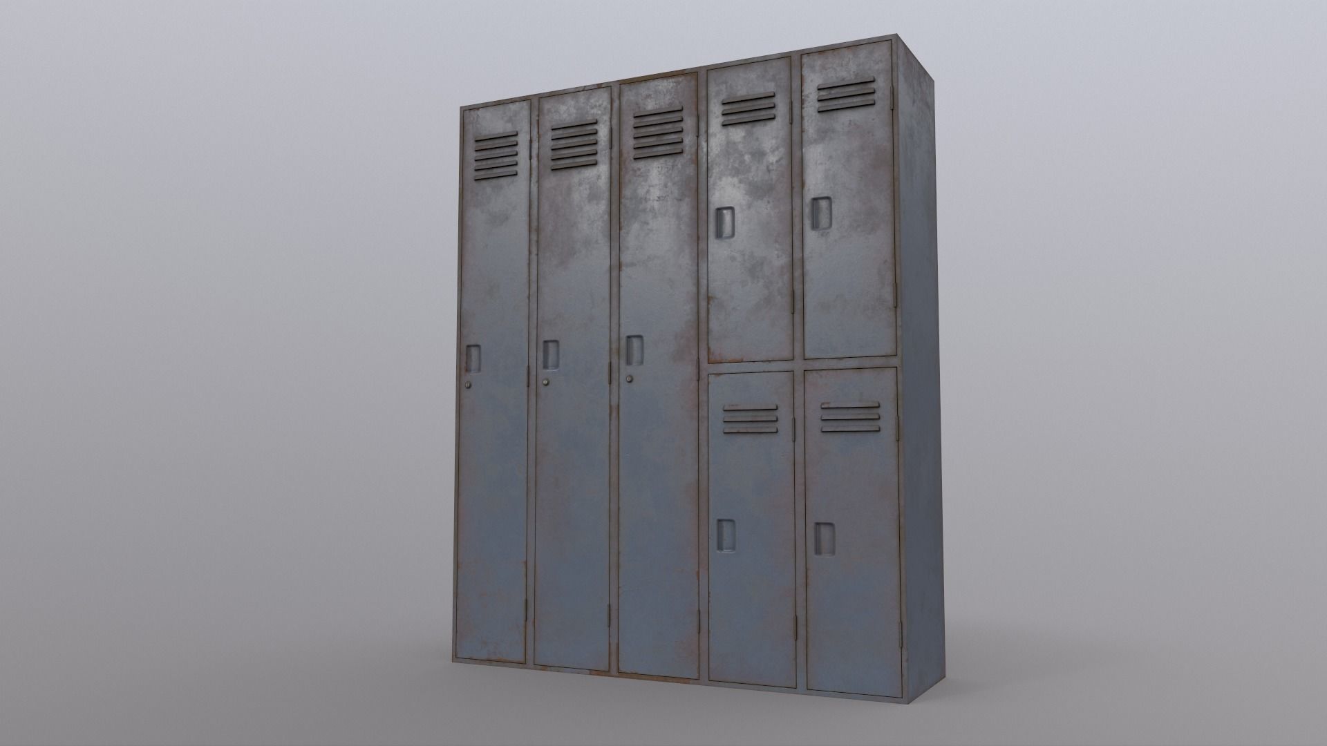PBR School Gym Locker 07 - Grey Low-poly 3D model_15