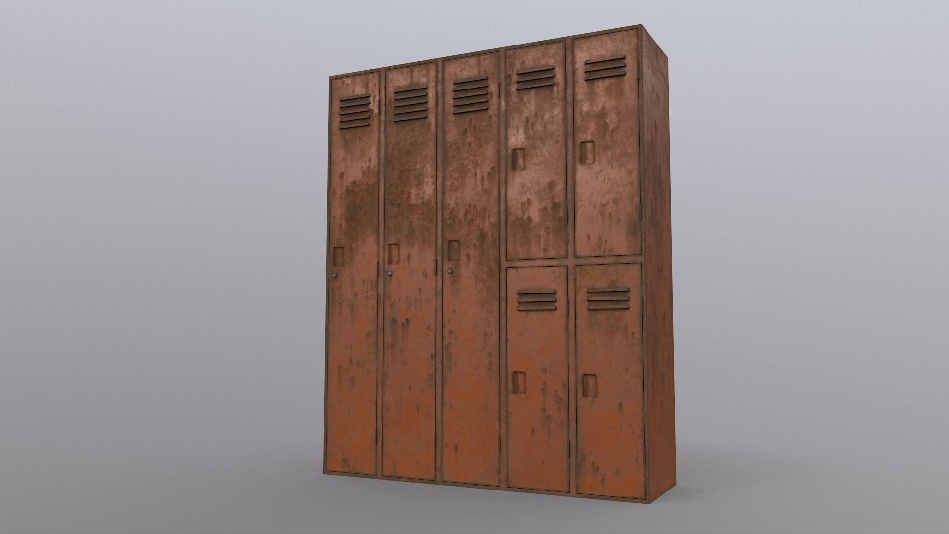 PBR School Gym Locker 07 - Orange Low-poly 3D model_16