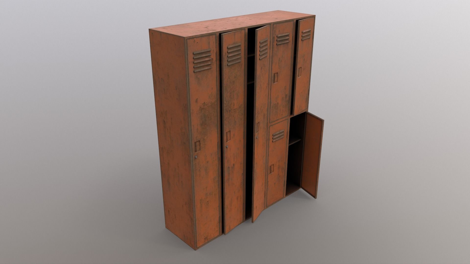 PBR School Gym Locker 07 - Orange Low-poly 3D model_10