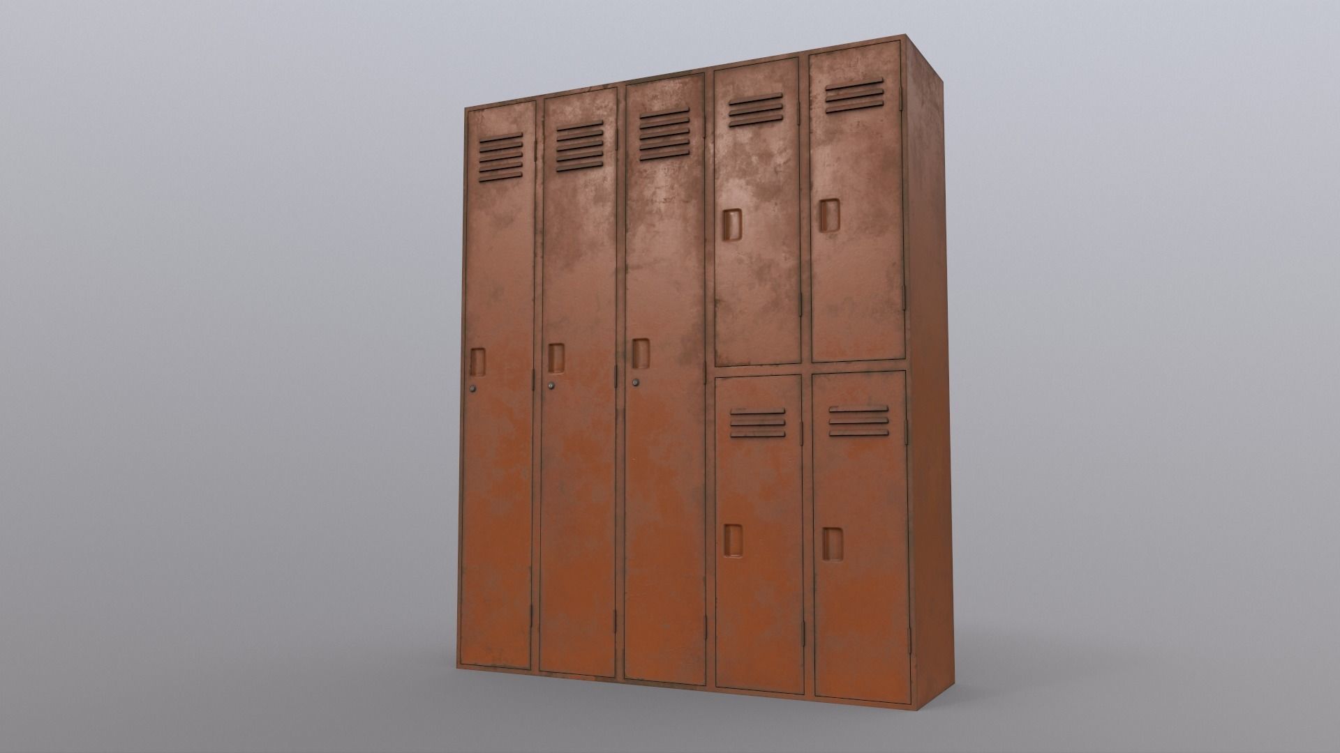 PBR School Gym Locker 07 - Orange Low-poly 3D model_15